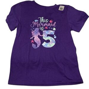 This Mermaid is 5 Birthday Girls Kid’s Graphic T-Shirt Birthday Party Outfit